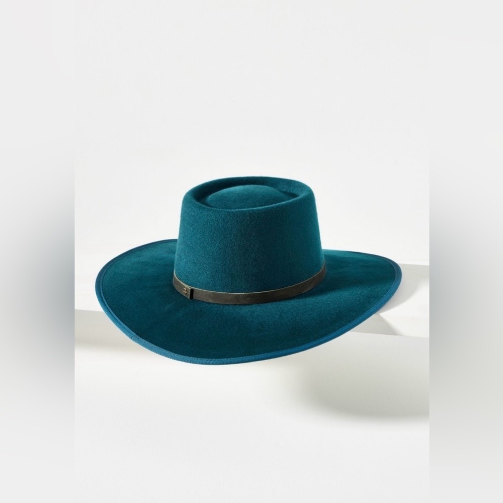 Wyeth by Todd Magill Teal Wide Brim Wool Hat — NWT Structured Boho Western Style